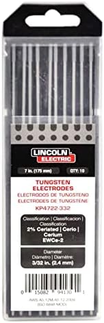 Lincoln Electric 2% Ceriated Volfrám Elektróda, 3/32 x 7, KP4722-332
