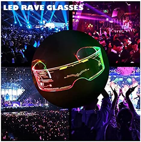 Fency LED Fel Szemüveg Akkumulátorok, Villogó/Fix Világos Színek, villog A Sötétben, fél Futurisztikus stílusú Szemüveget