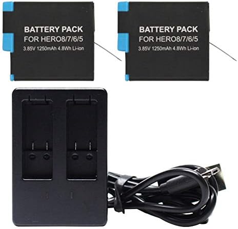 2-Pack AHDBT-801 Akkumulátor & 1 Töltő Csere GoPro HERO7 Fekete Fényképezőgép - Kompatibilis SPJB1B Teljesen Dekódolt Akkumulátor