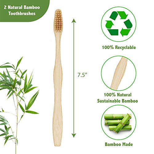 N'Element: Természetes, biológiailag Lebontható Bambusz Fogkefe, Férfi & Nő, Környezetbarát BPA-Mentes Puha Sörték (1 Csomag)