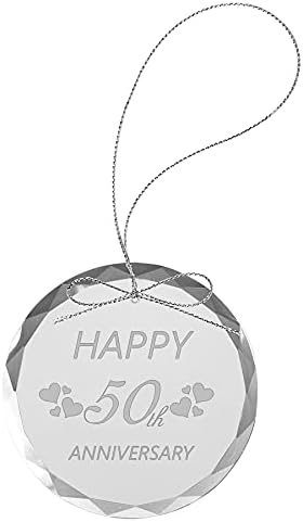 Boldog 50-ik Évfordulóját - Lézer Gravírozott 3-1/4-es Etch Kézzel készített Karácsonyi Kerek Világos, Vésett Kristály Üveg