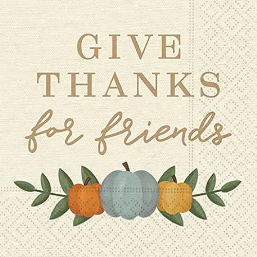 Baráti hálaadásra Hálaadás Party Szalvéta - 40 CT | 2 csomag 20CT Ital, Koktél Szalvéta | Köszönöm Barátaim Design, 5 x 5