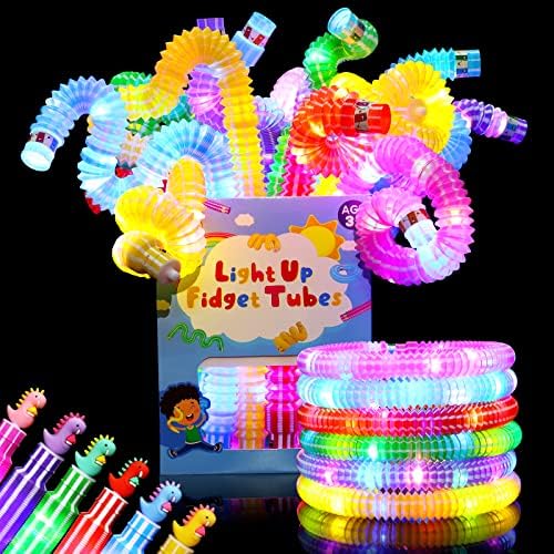 ANGGIKO Party kellék Fény Fidget Csövek 6 Pack, Nagy LED-es Világító Rúd, Ömlesztett Gyerekeknek Kisgyermekek csomagod apró