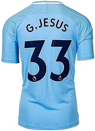 Előjel nélküli Gabriel Jézus 2017/18 Manchester City Ing Autogramot Jersey - Dedikált Foci Mezek