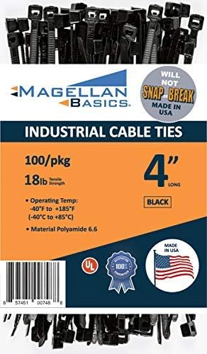 100 Csomag Kábel karperecet Heavy DutyMade in USA 4 hüvelykes, Fekete (Made in USA nem fog Törni, vagy Snap)