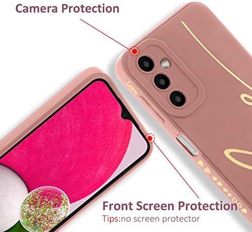 MOWIME Samsung Galaxy A14 Esetben Vissza Aranyos Galvanizáló Szerelmes Levelet Grafikus Anti-Őszi Lencse Kamera Fedél Védelem