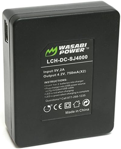 Wasabi Power Akkumulátor (2 Csomag), valamint a Kettős Töltő 1080P, valamint a 4K Akció Kamera (Kompatibilis AKASO, Aokon,