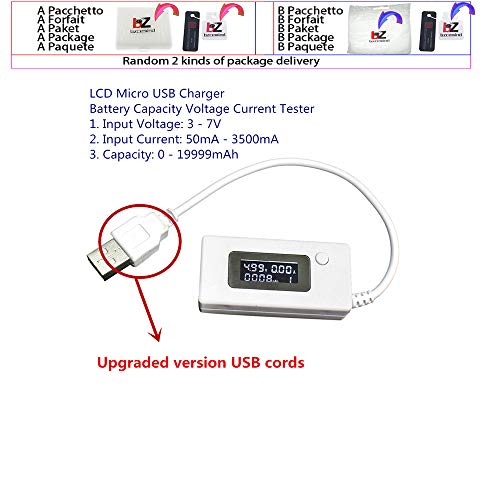 LCD Micro USB Töltő Kapacitás, Feszültség, Áramerősség Mérő Teszter Érzékelő Fehér/Fekete Színű+Terhelési Ellenállás 2A/1A