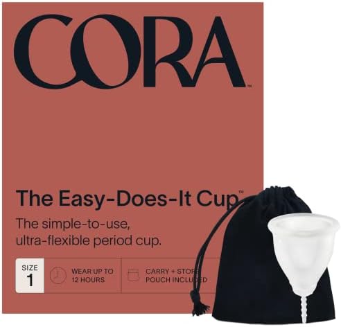 Cora Menstruációs Csésze | Kényelmes, Könnyen Használható, | Puha, Orvosi Minőségű Szilikon | Rugalmas Illeszkedés | Szivárgás