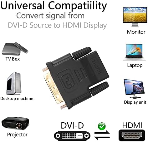 PNGKNYOCN DVI-HDMI Adaptert,Bi-Directional HDMI Női DVI-D Férfi Aranyozott Csatlakozó Támogatja a 1080P HDTV,Projektor,Grafikus