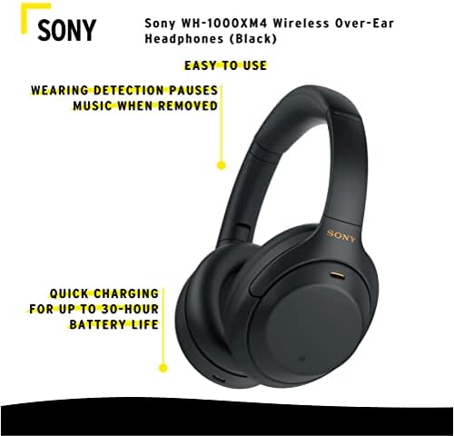 Sony M-1000XM4 Vezeték nélküli Bluetooth-zajszűrős fejhallgató Fejhallgató (Fekete) Csomag 10000mAh Ultra-Hordozható LED