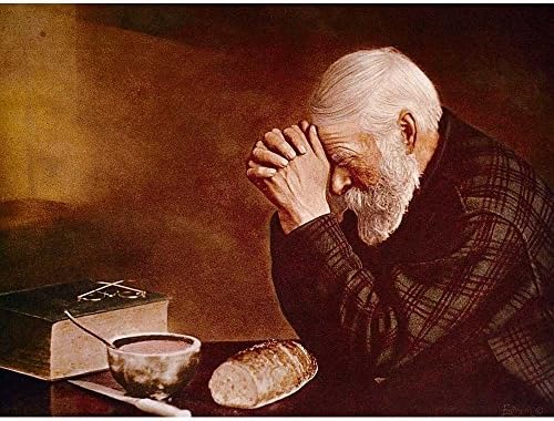 Dicksons Imádkozik, Bölcs Ember a Bibliát, majd Ebéd Arany Árnyalat 16 x 20 Karton Falon Emléktábla Alá