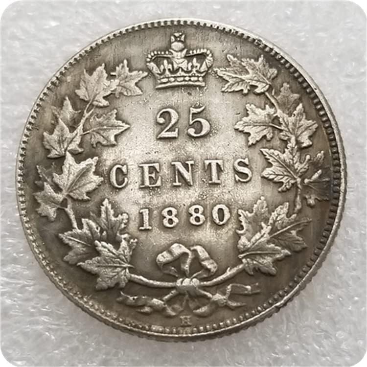 Antik Kézműves Kanada 1875, 1880, 1889 1893-Ban Kanada 25 Cent Ezüst Dollár