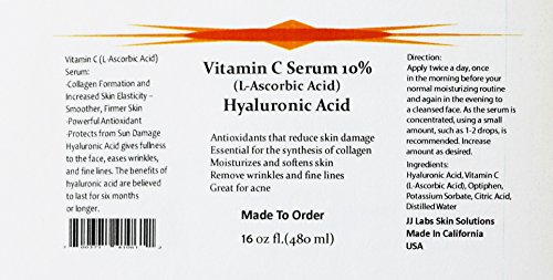 A C-Vitamin a Bőr Szérum 10% - Os (L-aszkorbinsav), Tiszta hialuronsav Anti Aging Szérum €