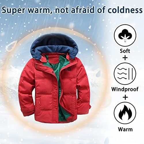 XIFAMNIY Gyerekek Sűrűsödik Kapucnis Kabát, Meleg, Szélálló Téli Kabát Outwear a Fiúk Bélelt Dzseki Cool Alkalmi 5-10T