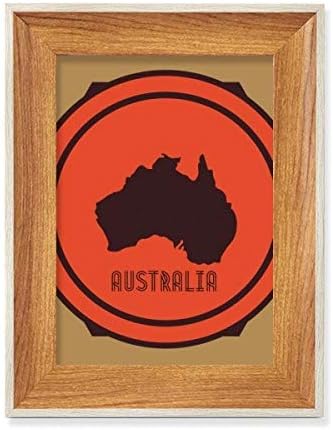 Ausztrália Térkép Piros, Fekete Rajzos Asztali Fa Képkeret Kijelző Kép Art Festmény Több Készletek