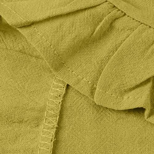 Divat Nő Pamut Ágynemű Maximum Nyári Hosszú Ujjú Sleeve T-Shirt Alkalmi Szabálytalan Fodros Hem Laza Fit Kényelmes Blúz