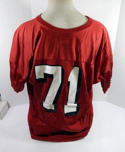 2002-ben a San Francisco 49ers 71 Játék Használt Piros Gyakorlat Jersey-3XL DP34431 - Aláíratlan NFL Játék Használt Mezek