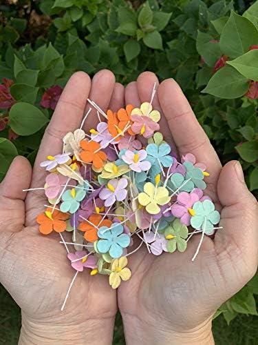 100 Db Eperfa Papír Virágok, Virág Szál szár Scrapbooking Kártya Jelölés DIY Kézműves 18 x18mm Mini Papír Virágok (Pasztell