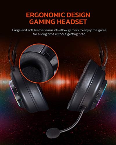 DAREU Gaming USB Headset, 3,5 mm PS4/5 Xbox Egy Sztereó Surround Hangzás Fejhallgató zajszűrős Mikrofon, RGB Lámpa, Bass