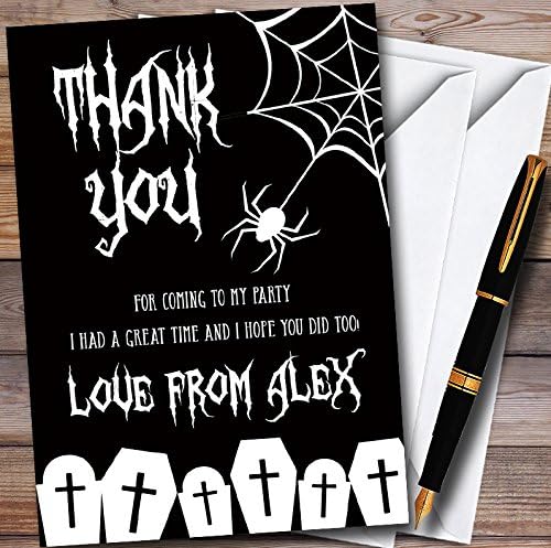 Fekete & Fehér pókháló Személyre szabott Halloween Party Köszönöm Kártyák