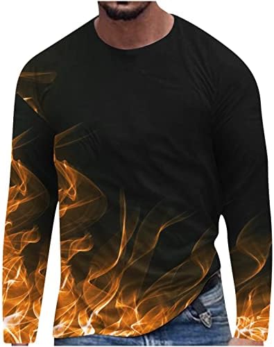 Mens T-Shirt, 3D Láng Nyomtatott Grafikai póló Színes Design Felső Hosszú Ujjú Sleeve Póló a Fiatal Felnőtt