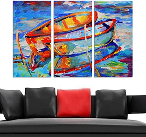 3 Panelek Keretes Vászon Wall Art Hajó, Festmény, Festmények, Modern Otthon Art Kész Lógni 12x24