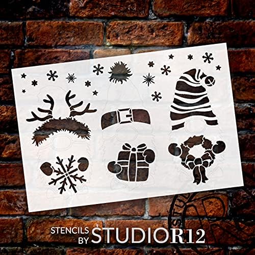Karácsonyi Gnome Díszítés Stencil által StudioR12 | DIY Téli Ünnep lakberendezés | Craft & Festeni a Fa Alá | Újrafelhasználható