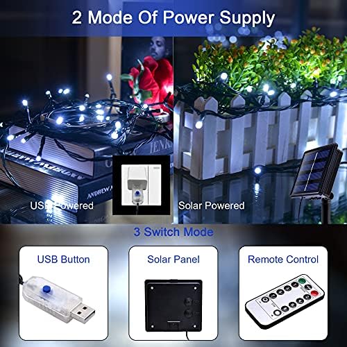 Napenergia Húr Lámpák 72Ft 200 LED Solar/USB Powered Vízálló Tündér String Lámpák 8 Mód Távoli Kültéri Kerti Party, Karácsonyi