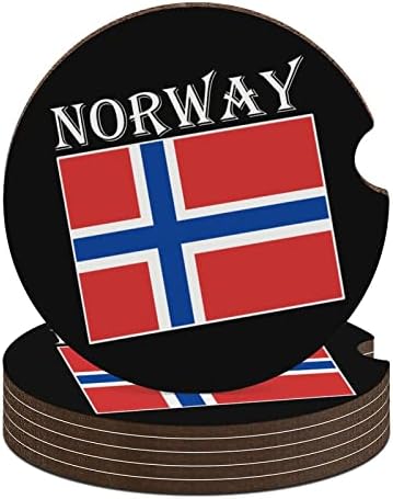 Norvég Zászló Kerek Autó Alátétek Aranyos pohártartó 2.56 Hüvelyk Italt Abszorbens