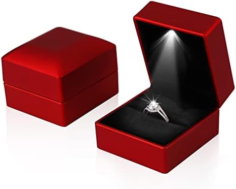 iSuperb 2db Led Gyűrű Doboz Világító Gyűrű Esetben Ékszerek Kijelző a Javaslat, Eljegyzés, Esküvő, Ajándék (2PK Piros)