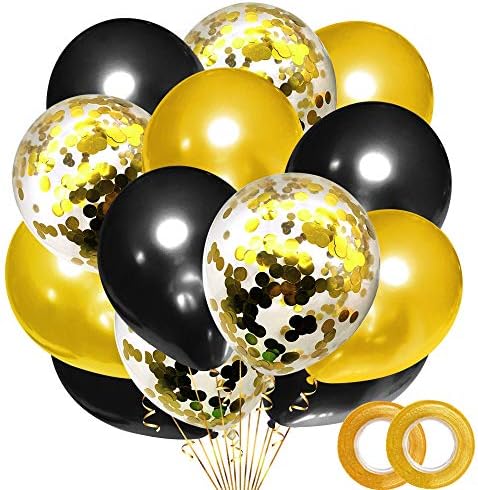 Grier 30db Fekete-Arany Buli Latex Léggömb Meghatározott,Esküvői Fogadás Ünnepség Születésnapi Party Ballagási Rendezvény