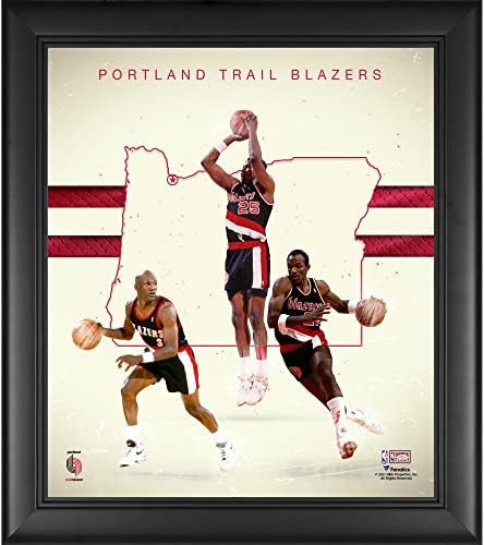 Portland Trail Blazers Keretes 15 x 17, az 1990-es Keményfa Klasszikus Franchise Alapítványok Kollázs - NBA Játékos Plakkok,