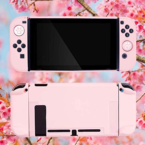 OLDZHU Rózsaszín Dokkolható Védő burkolata Kompatibilis a Nintendo Kapcsoló Joy-Con Szabályozók,Üveg Screen Protector 4 Hüvelykujj