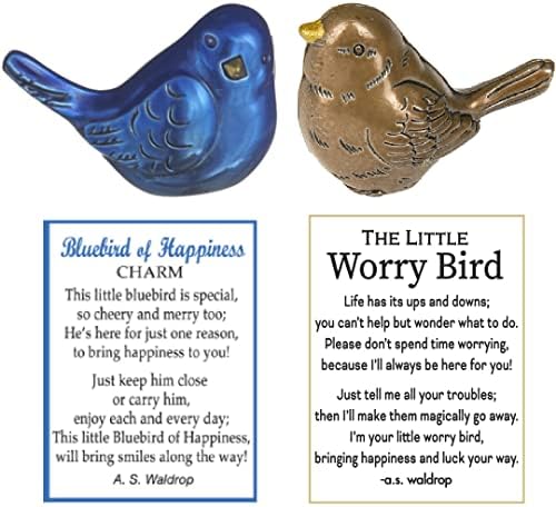 M2S Ajándékok Kék madár a Boldogság & Kicsit Aggódni Madár Zsebében Charm & Történet Kártya Ajándék Szett vagy Csomagot