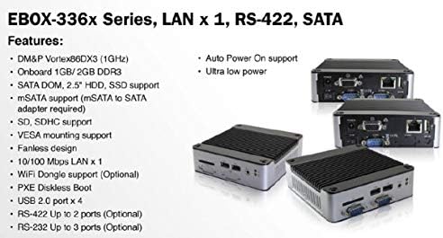 (DMC Tajvan) Mini Doboz PC-EB-3362-B1C1421P Funkciók RS-232 Port x 1, RS-422 Port x 1, CANbus Port x 1, mPCIe Port x 1 Automatikus