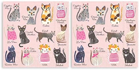 Boston Nemzetközi macskás Poros Rózsaszín 5 x 5 Papír Koktél Szalvéta 2 Csomag 20