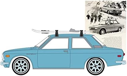 ModelToyCars 1970-es Datsun 510 Kék Ski tetőcsomagtartó, Kék - zöld fény 39100C/48 - 1/64 Skála Fröccsöntött Autó