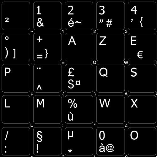 Francia AZERTY Billentyűzet Matrica Fekete Háttér (14x14), az Asztali, Laptop illetve Notebook