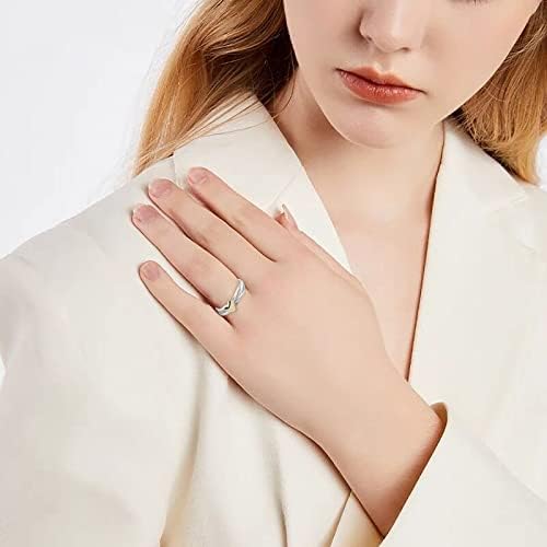 Yistu Női Divat Gyűrű Egyszerű, Elegáns, Gyönyörű Design Gyűrűk Alkalmas a Különböző Alkalmakkor (Ezüst, 6号)