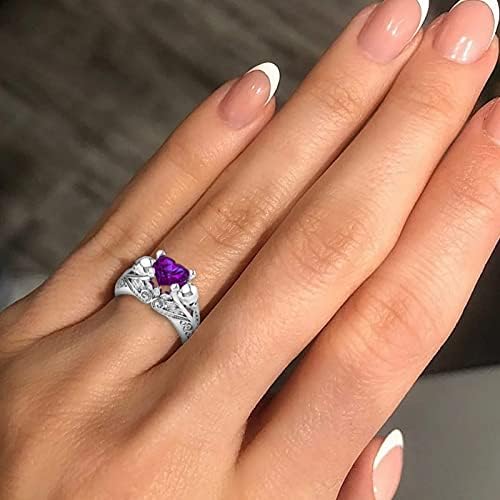 2023 Új Női Gyűrű Színes Cirkon Esküvői Ékszerek Gyűrűk Mérete Alufelni 610 Ajándék Ujja Tele Pecsétgyűrű (Lila, 7)