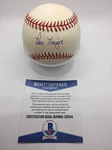 Ray Lovag Aláírt AUTOGRAMOT OMLB Hivatalos NL Fehér Baseball BAS BECKETT C22134 - Dedikált Baseball