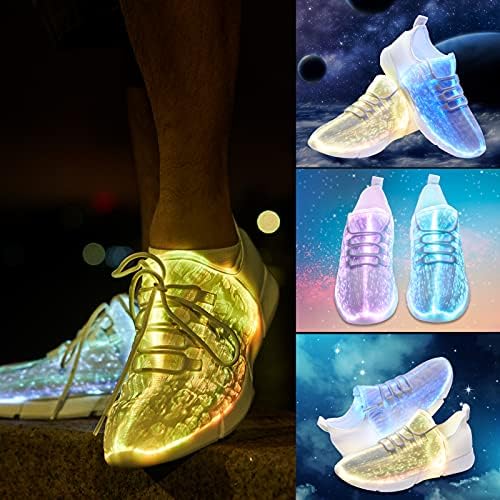 YIQIZQ Optikai Cipő Fény Cipők Női Férfi LED Világító Oktatók Villogó Cipő Fesztiválok,Halloween Töltés USB, Fehér