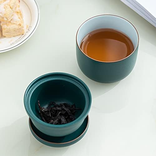 DAPERCI Teás Készlet Utazási Kung Fu Tea Set Gaiwan Szabadtéri Autó Gyors Kupa Egy Fazék Egy Csésze Mini hordtáska Filter