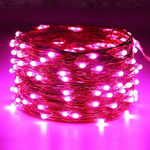 RUICHEN Réz Drót tündérfény Csatlakoztassa 33 Ft 100 LED String Lámpák Orsó, Rózsaszín