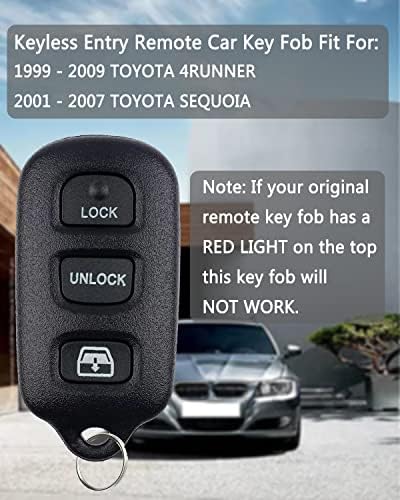 Kulcsnélküli Bejegyzés Távirányító Autós kulcstartó Csere 1999-2009 Toyota 4Runner/2001-2007 Toyota Sequoia (FCC ID: HYQ12BBX,