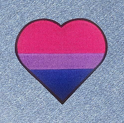Szív Biszexuális Pride Flag LGBTQ Biszexuális Zászló - 4 inch Vas-a Folt