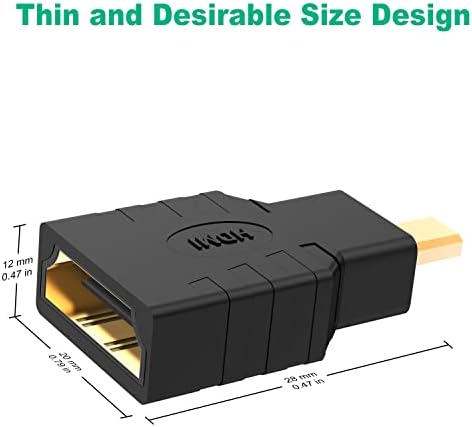 A J&D Mikro HDMI-HDMI Adapter (2 Csomag), Aranyozott HDMI Női Mikro HDMI-Férfi Adapter Átalakító Kompatibilis Okostelefon