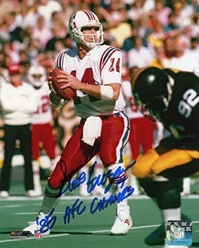 Steve Grogan New England Patriots Aláírt 8x10 Fotó 85 AFC Bajnokok Pat Öregdiák COA - Dedikált NFL-Fotók