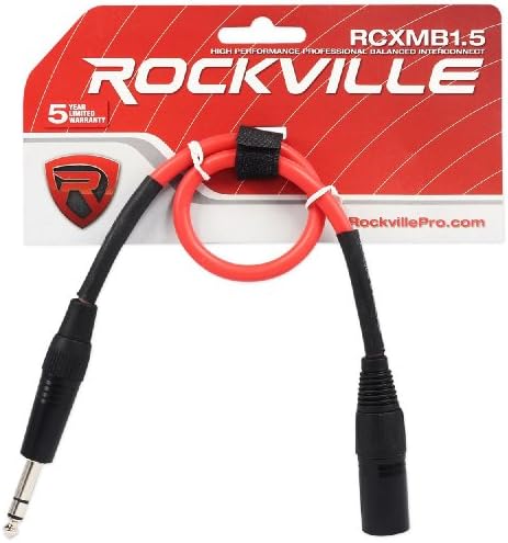 Rockville RCXMB1.5R 1.5' Férfi REAN XLR, hogy 1/4 TRS Kábel, Piros, - Os Réz